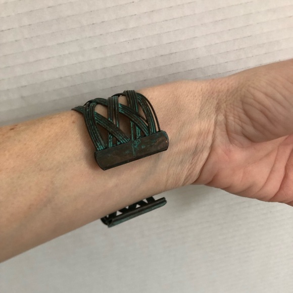 Vtg 90s Braided Metal Cuff Bracelet - Picture 7 of 7